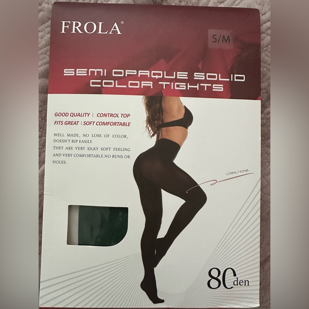 Green Opaque Solid Color Tights